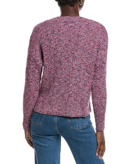 Autumn Cashmere Red Cotton By Marled Shaker V-Neck Sweater