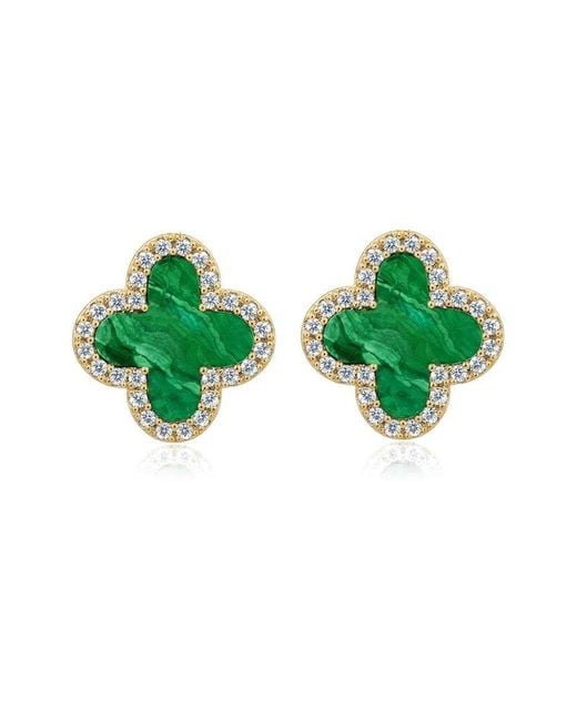 Liv Oliver Green 18K Plated Cz Earrings