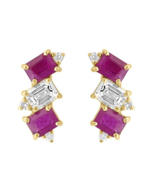 Effy Fine Jewelry Pink 14K 1.53 Ct. Tw. Diamond & Ruby Earrings