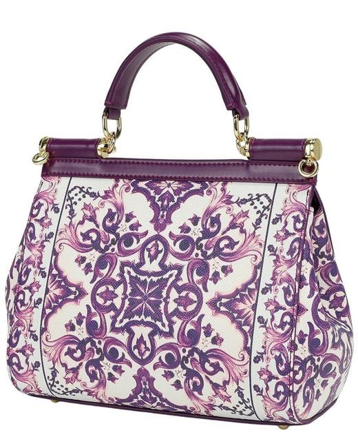 Tiffany & Fred Paris Purple Saffiano Painted Leather Top-Handle Satchel