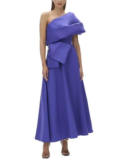 Rachel Gilbert Purple Marlo Wool & Silk-Blend A-Line Dress