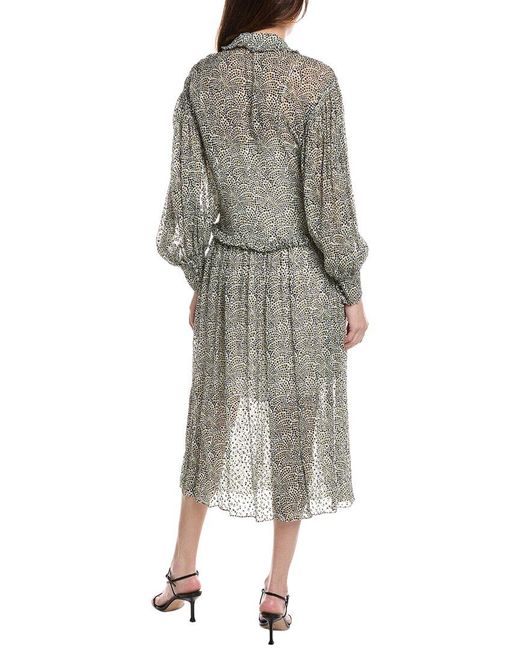 Rebecca Taylor Green Fleur Ruffle Silk-Blend Maxi Dress