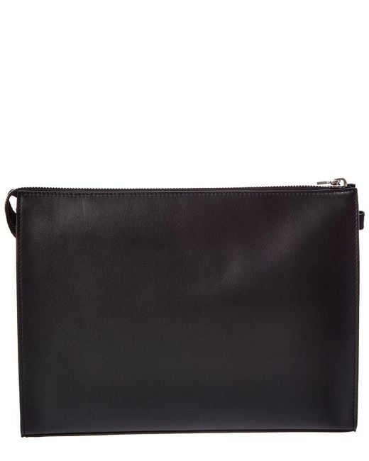 Fendi Black Ff Canvas & Leather Clutch for men