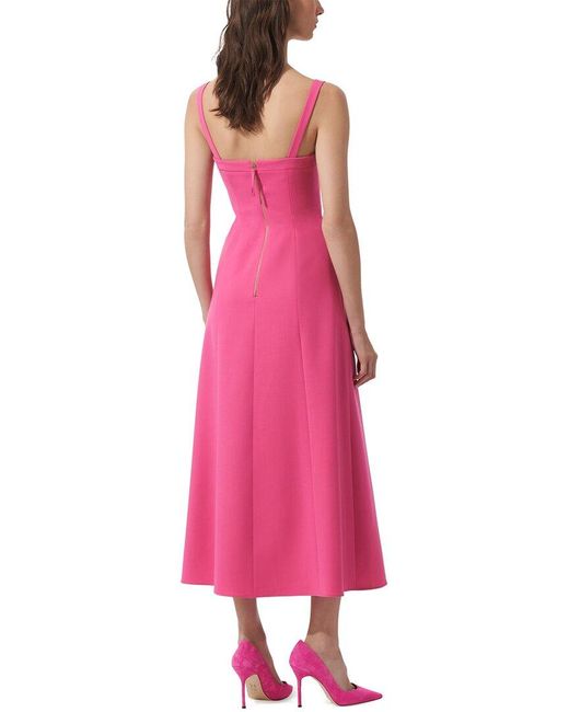 Carolina Herrera Pink Thin Strap Bustier Wool-Blend Midi Dress