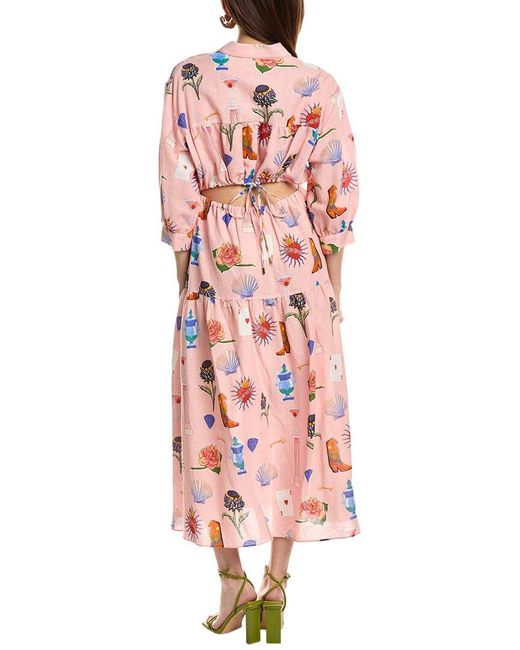 Borgo De Nor Red Uma Linin-Blend Shirtdress