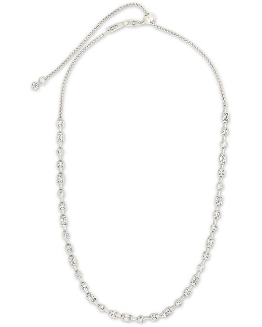 Sterling Forever White Cz Camden Adjustable Staggered Tennis Necklace