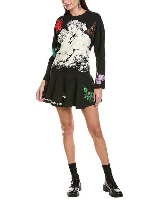 Valentino Black Wool & Silk-blend Shift Dress