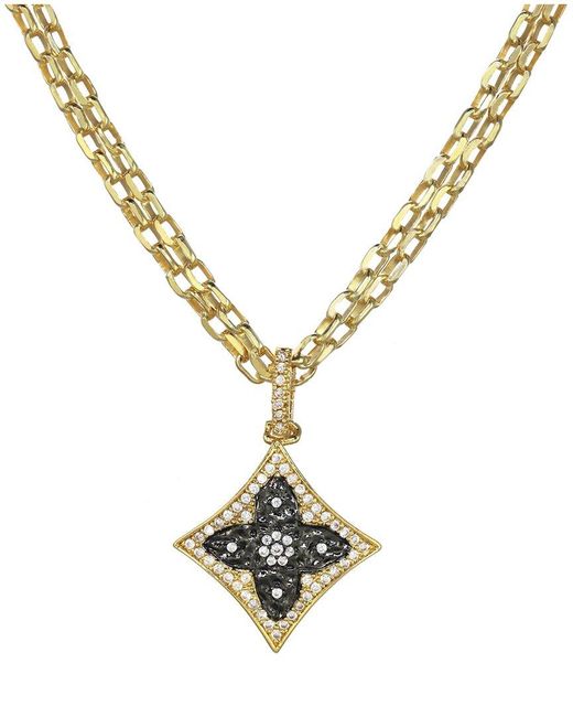 Rachel Reinhardt Jewelry Metallic Fire And Ice 14K Over Cz Quatrefoil Flower Necklace