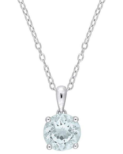 Rina Limor Metallic Silver 1.65 Ct. Tw. Aquamarine Heart Pendant Necklace