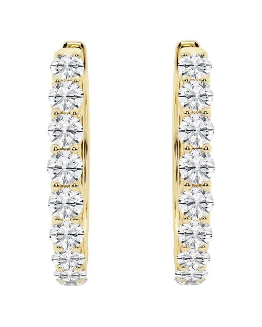Lab Grown Diamonds Metallic 14k 1.00 Ct. Tw. Lab Grown Diamond Classic Hoops