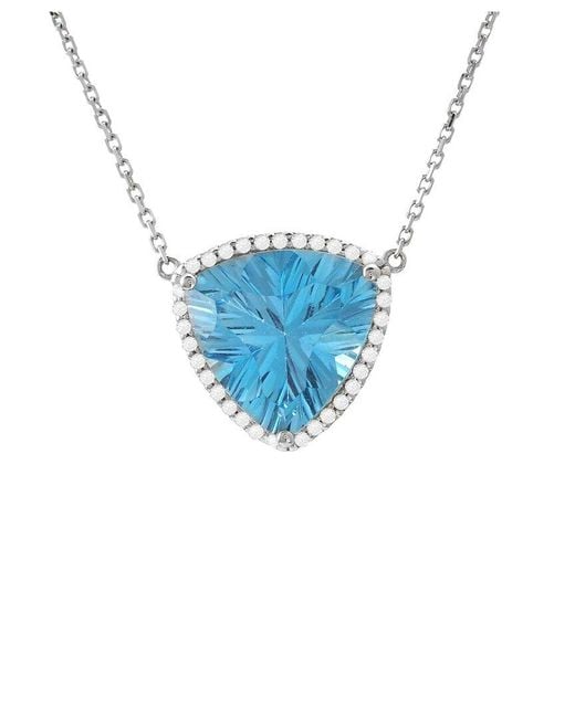 Gemstones 14k 6.68 Ct. Tw. Diamond & Blue Topaz Necklace
