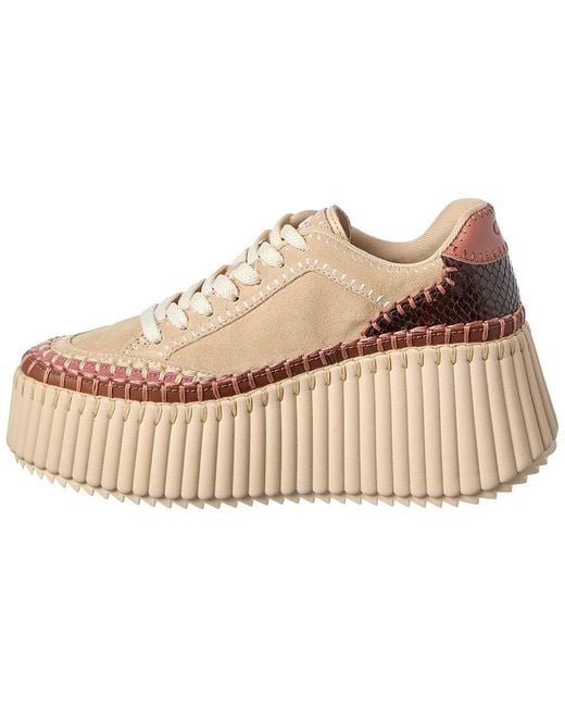 Chloé Natural Nama Leather Wedge Sneaker