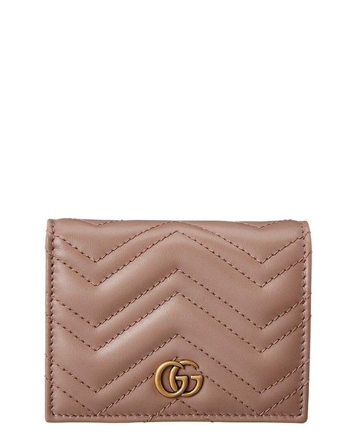 Gucci Brown GG Marmont Leather Card Case