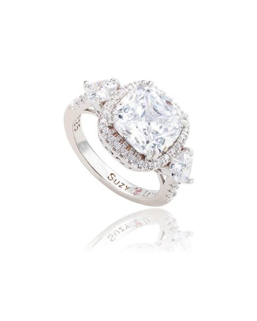 Suzy Levian White Silver Cz Ring