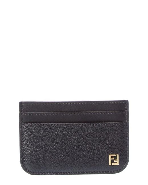 Fendi Gray Ff Leather Card Case