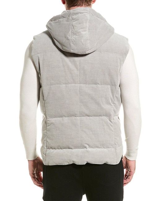 Brunello Cucinelli Gray Corduroy Cashmere-blend Down Vest for men