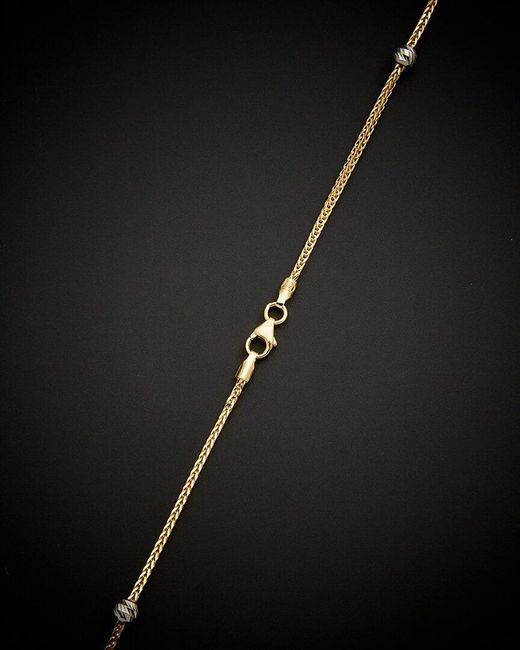 Italian Gold Black 14k Two-tone Bead Station Necklace