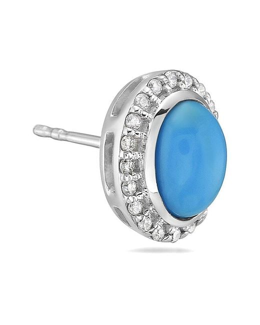 Forever Creations USA Inc. Blue Forever Creations 14k 1.80 Ct. Tw. Diamond & Turquoise Halo Studs