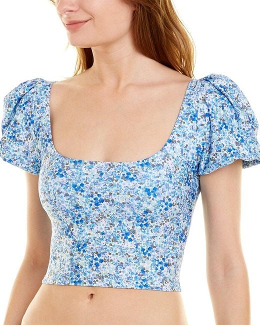 Splendid Longline Puff SleeveTop in Blue Lyst Splendid Longline Puff SleeveTop in Blue Lyst