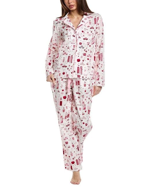 DKNY Red 2Pc Notch Top & Pant Sleep Set