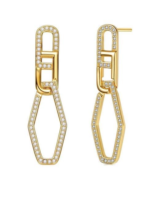 Genevive Jewelry Metallic 14k Over Silver Cz Drop Earrings