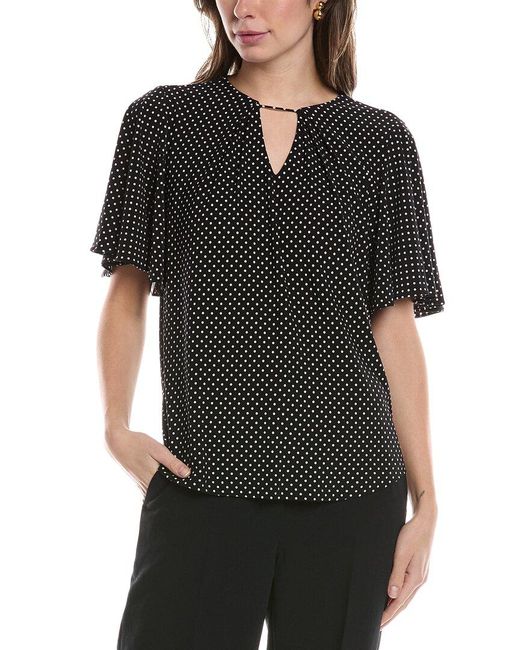 Anne Klein Black Flutter Sleeve Top