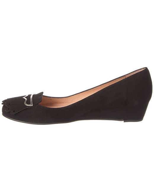 French Sole Black Evolve Suede Wedge Pump
