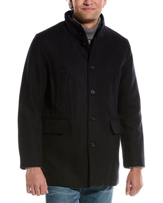 Cole Haan Black Wool-Blend Twill Coat for men