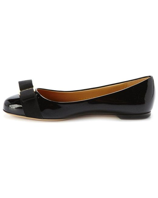 Ferragamo Black Varina Patent Ballet Flat