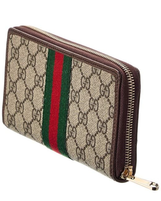Gucci Gray Ophidia Gg Supreme Canvas & Leather Zip Around Wallet