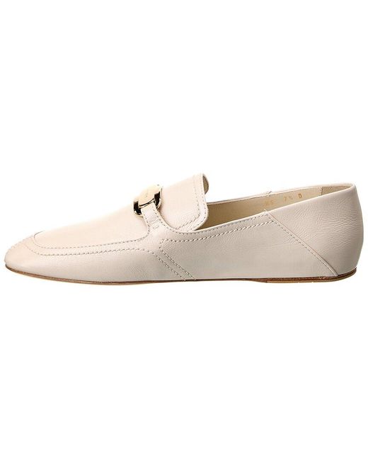 Ferragamo White New Vara Buckle Leather Loafer