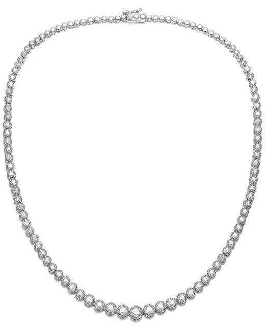 Genevive Jewelry Metallic Silver Cz Tennis Necklace