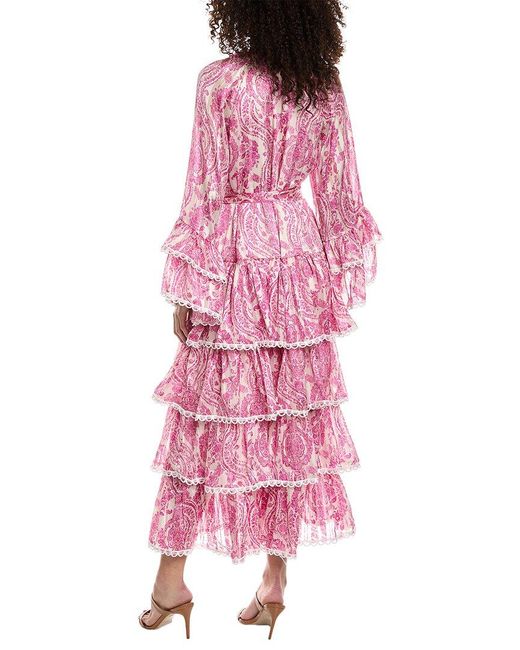 Beulah London Pink Tiered Maxi Dress