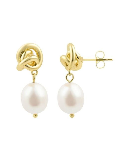 Adornia Metallic Freshwater Pearl & 13Mmmm Pearl 14K Plated Earrings