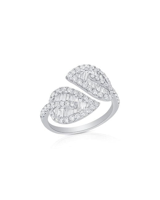 Sabrina Designs White 18K 1.25 Ct. Tw. Leaf Cross Over Ring