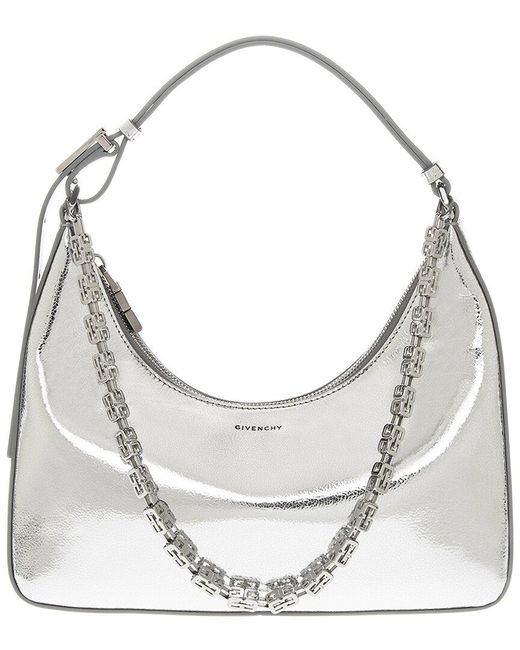 Givenchy Moon Cut Out Leather Hobo Bag in Silver (Gray) | Lyst