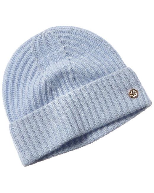 Bruno Magli Blue Cashmere Rib Hat
