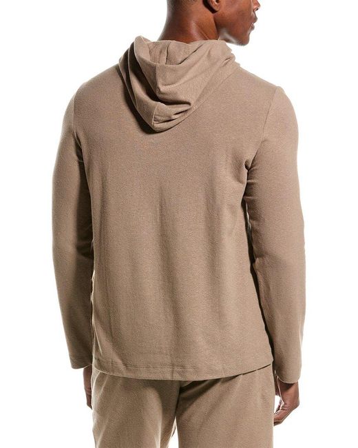 Hanro Brown Loungy Summer Linen-blend Hoodie for men