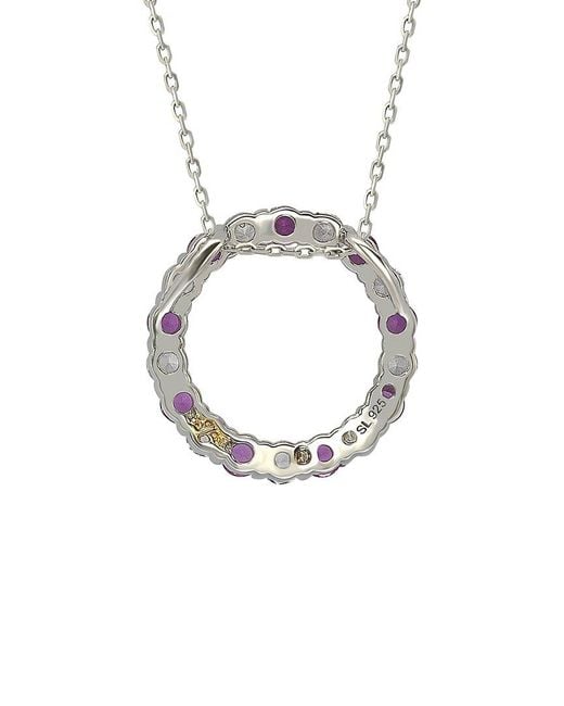 Suzy Levian Metallic Silver Diamond & Sapphire Necklace