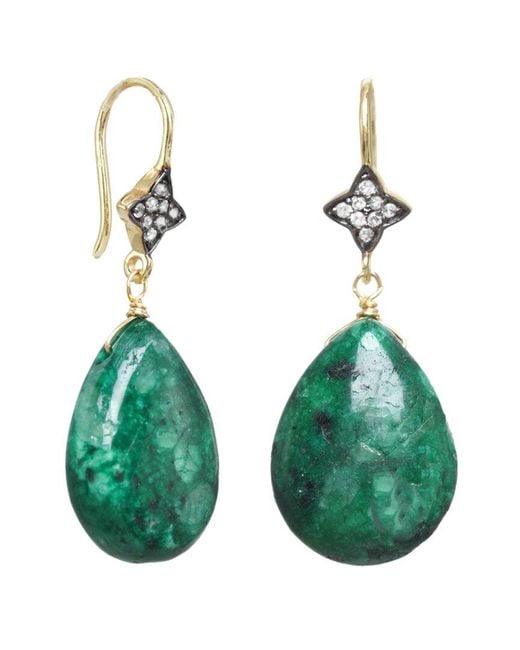 Rachel Reinhardt Jewelry Green 14k Over Silver Agate Cz Earrings