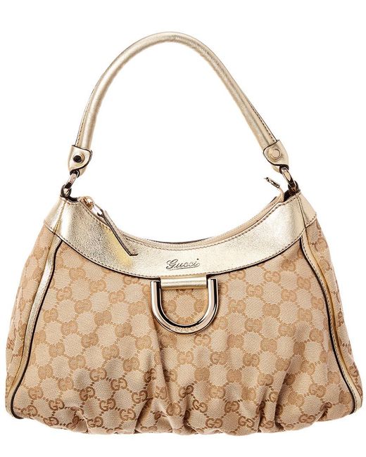 Gucci Multicolor Gold GG Canvas & Leather D-ring Hobo Bag