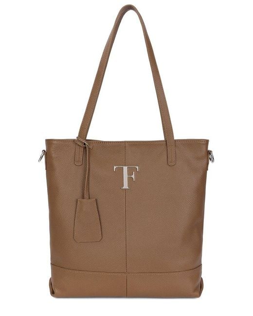 Tiffany & Fred Paris Brown Grained Leather Tote