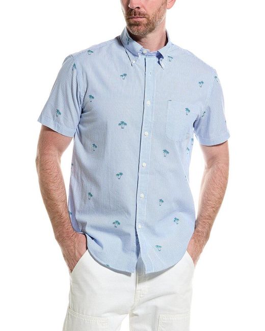 Brooks Brothers Blue Palm Print Regular Shirt for men
