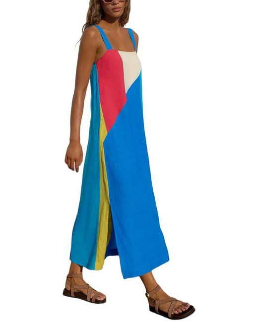 LEON GORI Blue Sleeveless Maxi Dress