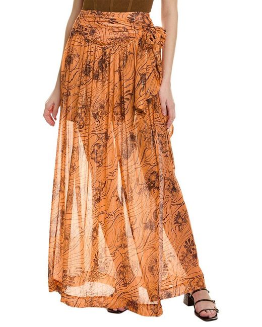 Sabina Musayev Orange Patina Silk-Blend Maxi Skirt