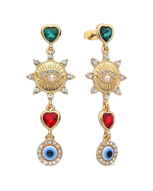 Eye Candy LA White Eye Heart Dangle Drop Earrings