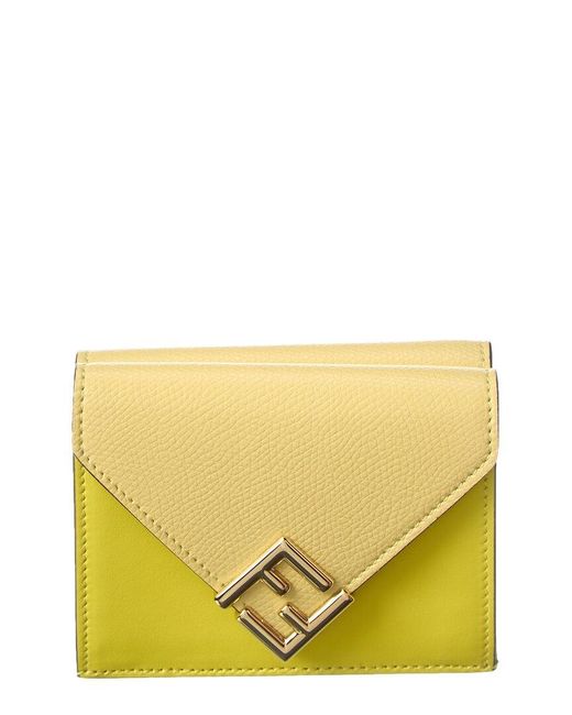 Fendi Yellow Ff Diamonds Leather Wallet