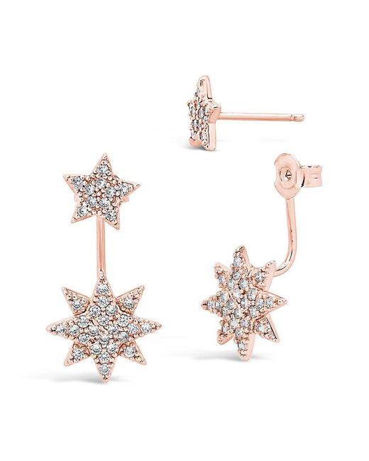 Sterling Forever Multicolor 14k Rose Gold Plated Cz Burst Jacket Earrings