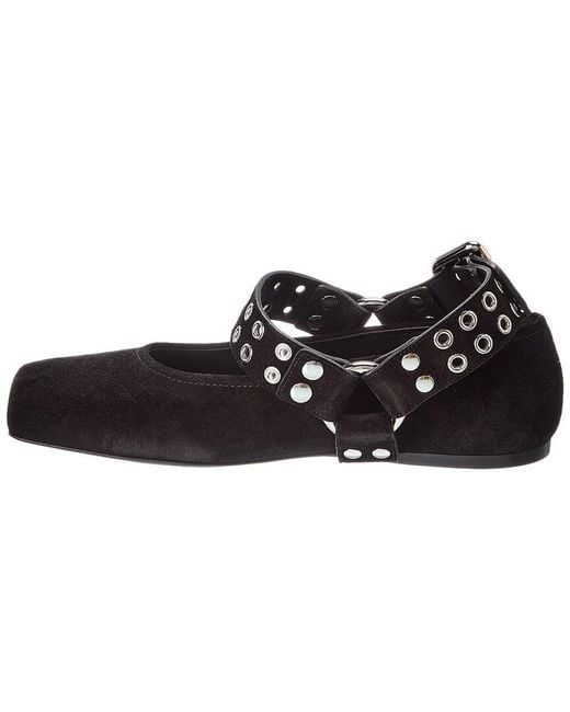 Alaïa Black Alaïa Biker Suede Ballet Flat
