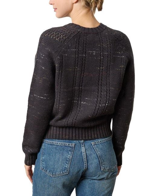 Lilla P Black Open Stitch Crewneck Sweater